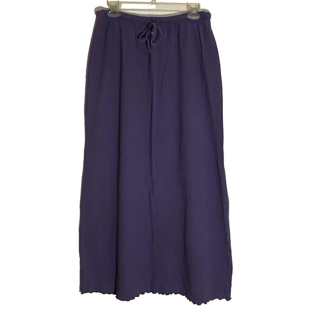 Bryn Walker Skirt Womens Large Purple Cotton Drawstring Lagenlook Coastal Beach